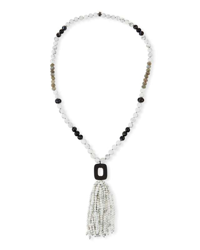 White Howlite & Agate Tassel Necklace